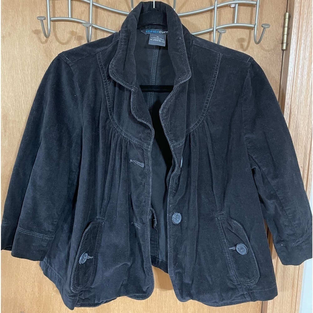FRENCH CUFF/Black velour driving coat